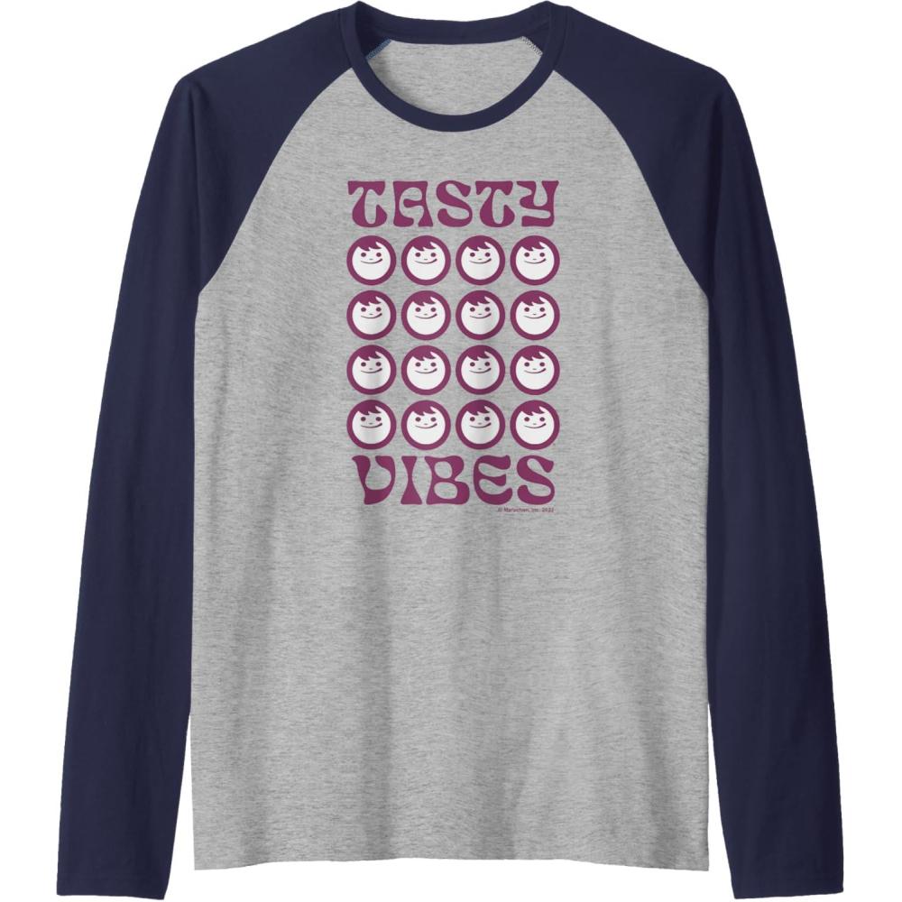 image:imageMaruchan Instant Lunch Groovy Tasty Vibes Grid Logo Raglan Baseball TeeNavy BlueAthletic Heather