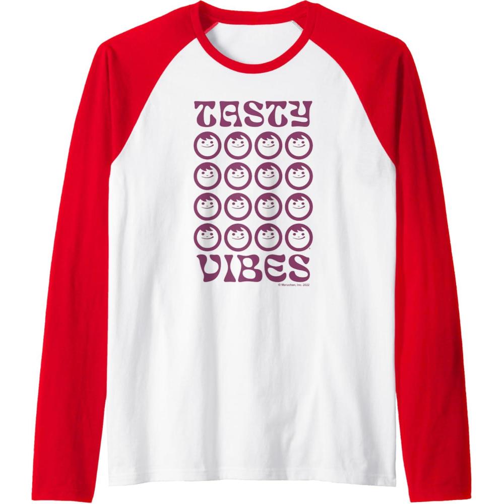 image:imageMaruchan Instant Lunch Groovy Tasty Vibes Grid Logo Raglan Baseball TeeRedWhite