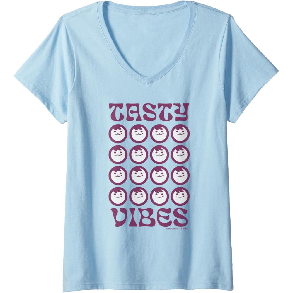 image:imageMaruchan Instant Lunch Groovy Tasty Vibes Grid Logo VNeck TShirtBaby Blue
