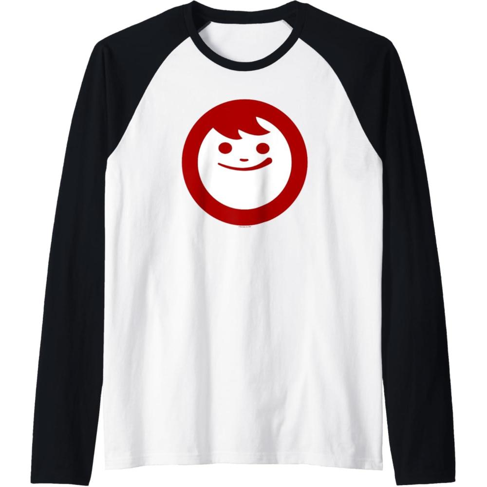 image:imageMaruchan Instant Lunch Happy Face Classic Logo Raglan Baseball TeeBlackWhite