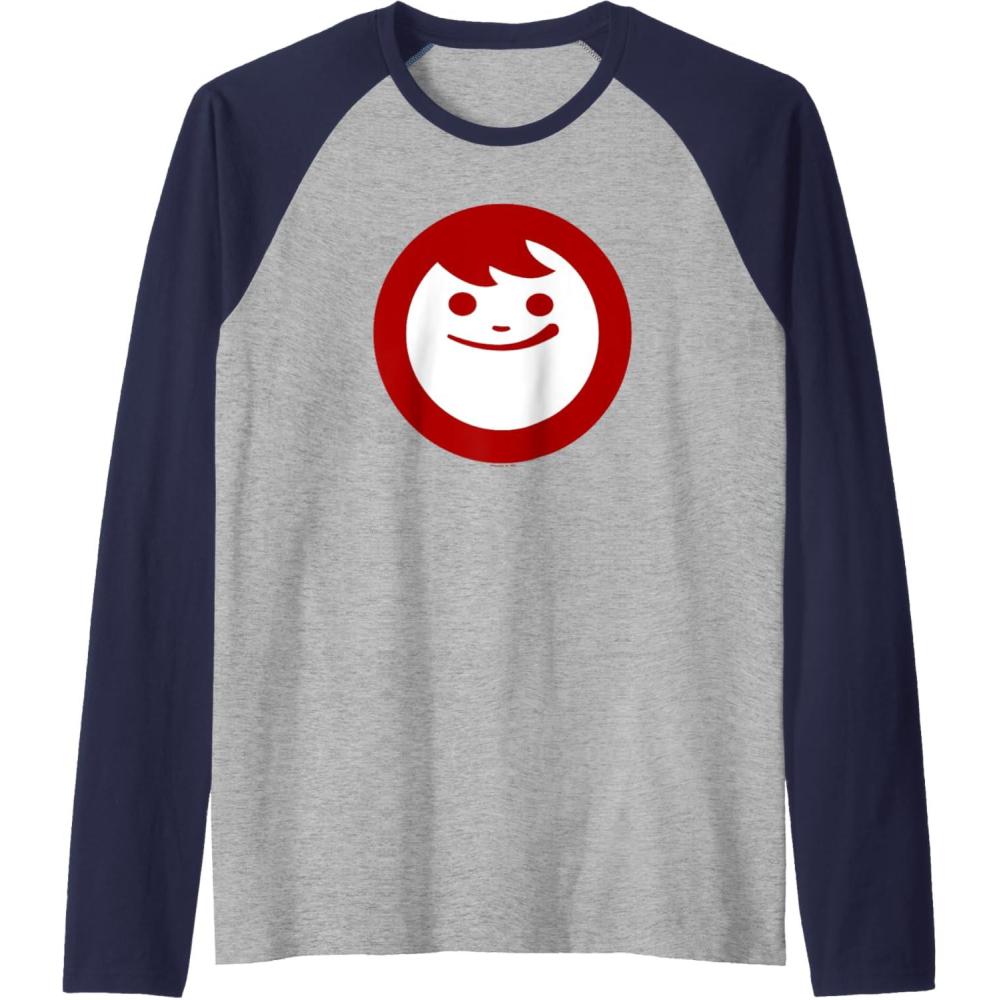 image:imageMaruchan Instant Lunch Happy Face Classic Logo Raglan Baseball TeeNavy BlueAthletic Heather