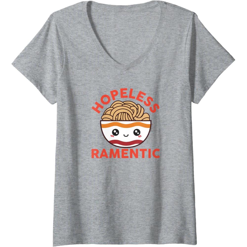 image:imageMaruchan Instant Lunch Hopeless Ramentic Cute Bowl VNeck TShirtHeather Grey