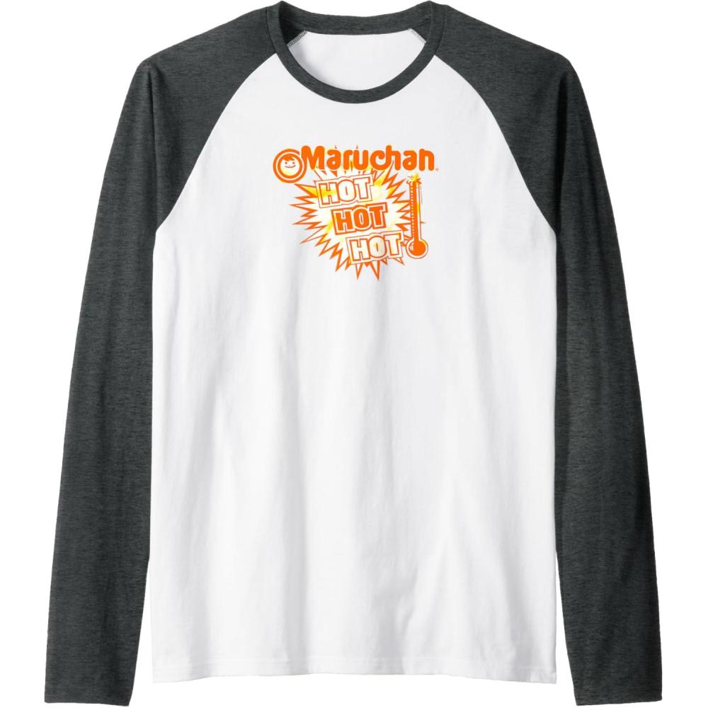 image:imageMaruchan Instant Lunch Hot Hot Hot Thermometer Logo Raglan Baseball TeeDark Heather GreyWhite