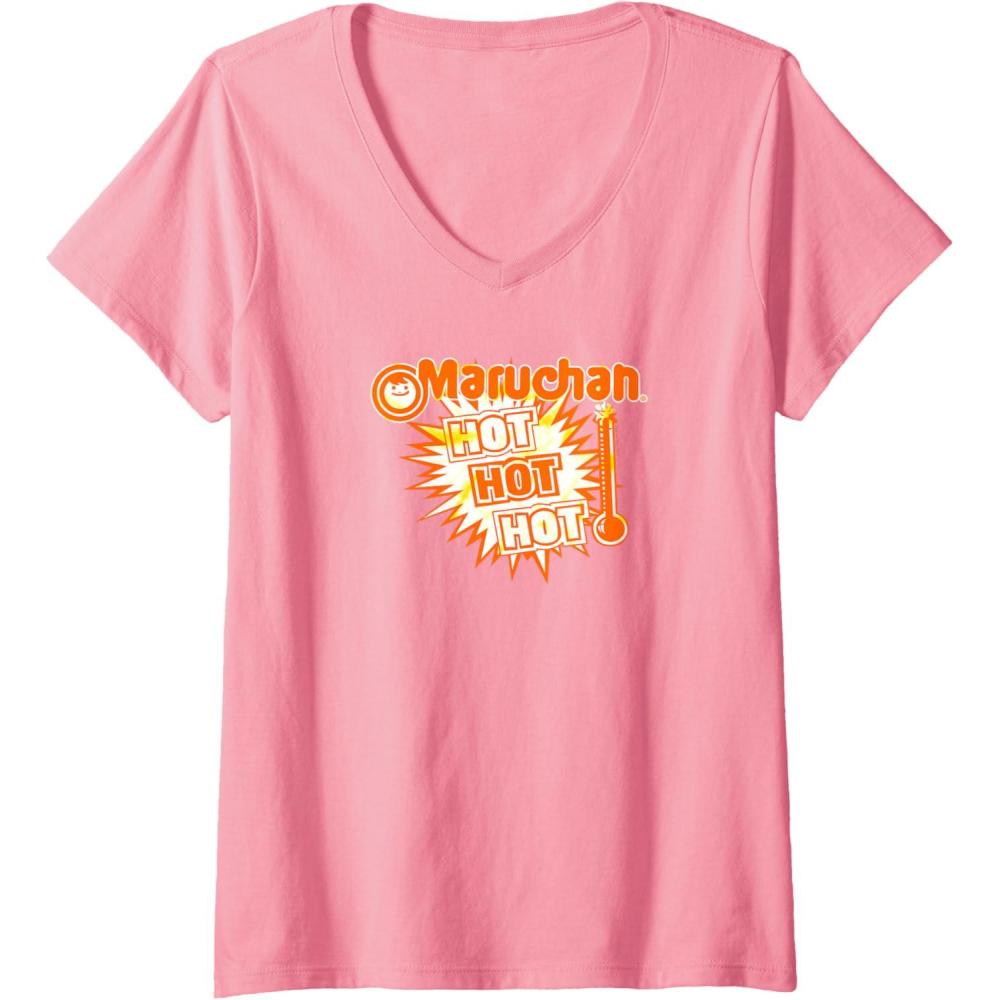 image:imageMaruchan Instant Lunch Hot Hot Hot Thermometer Logo VNeck TShirtPink
