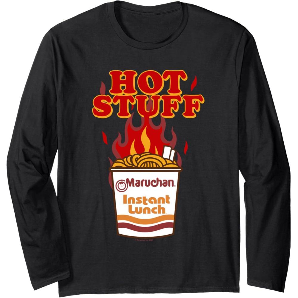 image:imageMaruchan Instant Lunch Hot Stuff Flaming Noodles Retro Shot Long Sleeve TShirtBlack