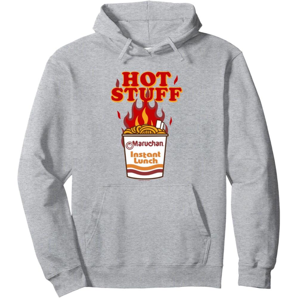 image:imageMaruchan Instant Lunch Hot Stuff Flaming Noodles Retro Shot Pullover HoodieHeather Grey