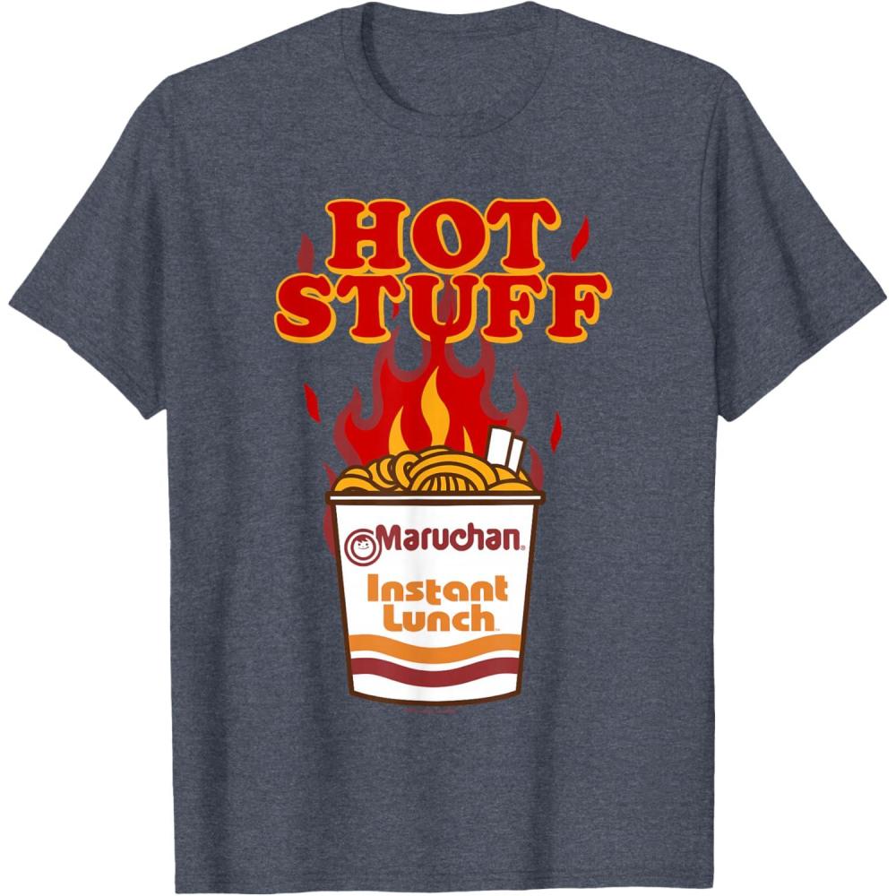image:imageMaruchan Instant Lunch Hot Stuff Flaming Noodles Retro Shot TShirtHeather Blue