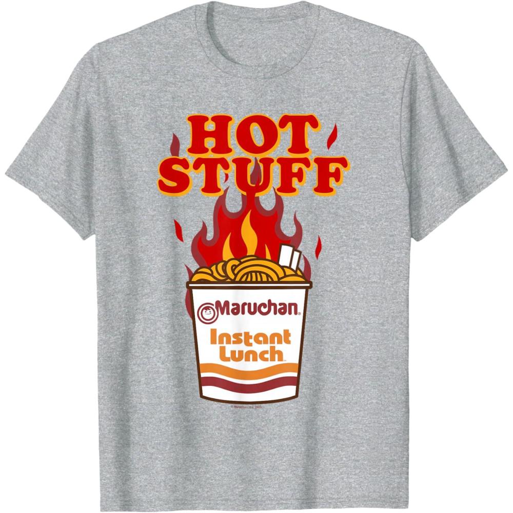image:imageMaruchan Instant Lunch Hot Stuff Flaming Noodles Retro Shot TShirtHeather Grey