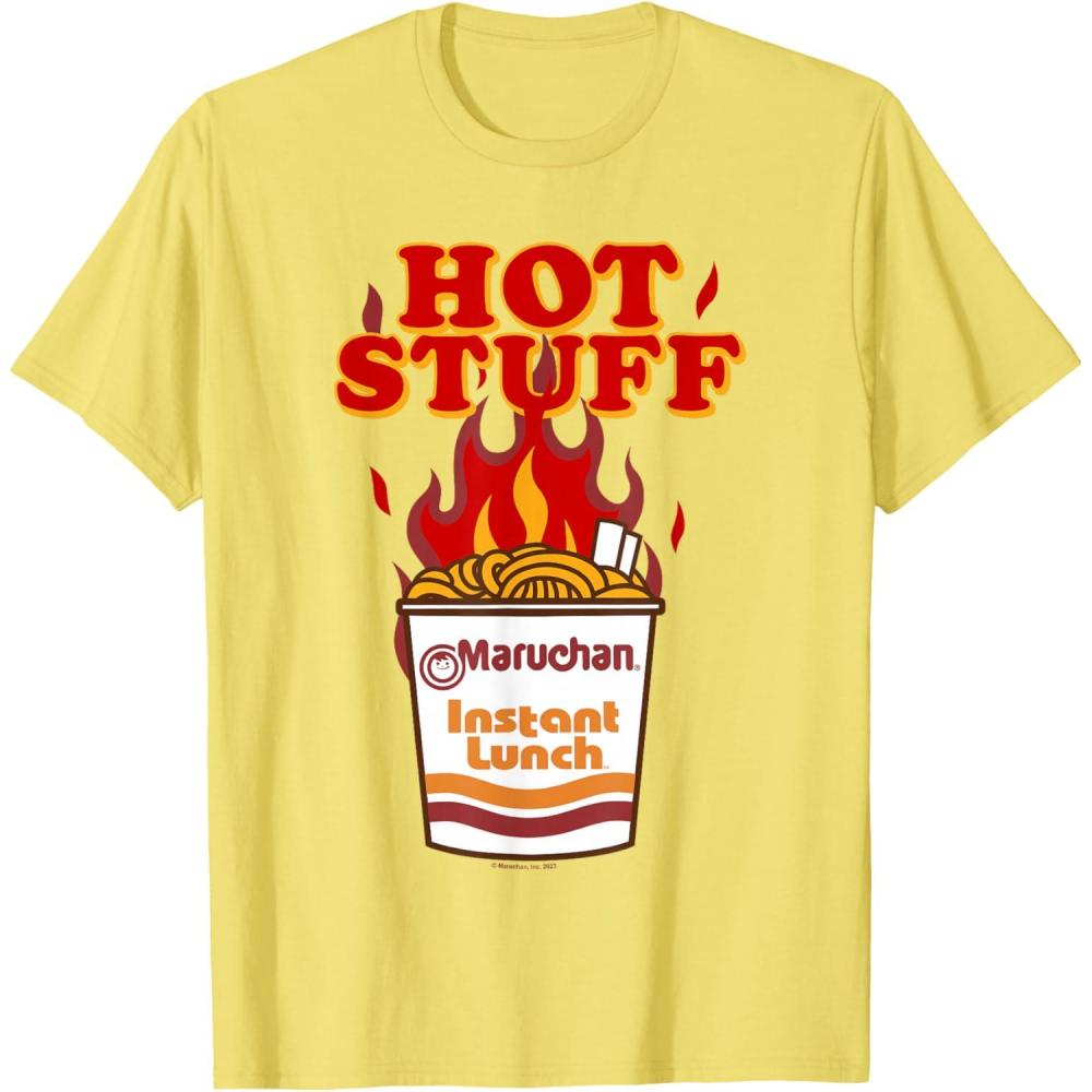 image:imageMaruchan Instant Lunch Hot Stuff Flaming Noodles Retro Shot TShirtLemon Yellow