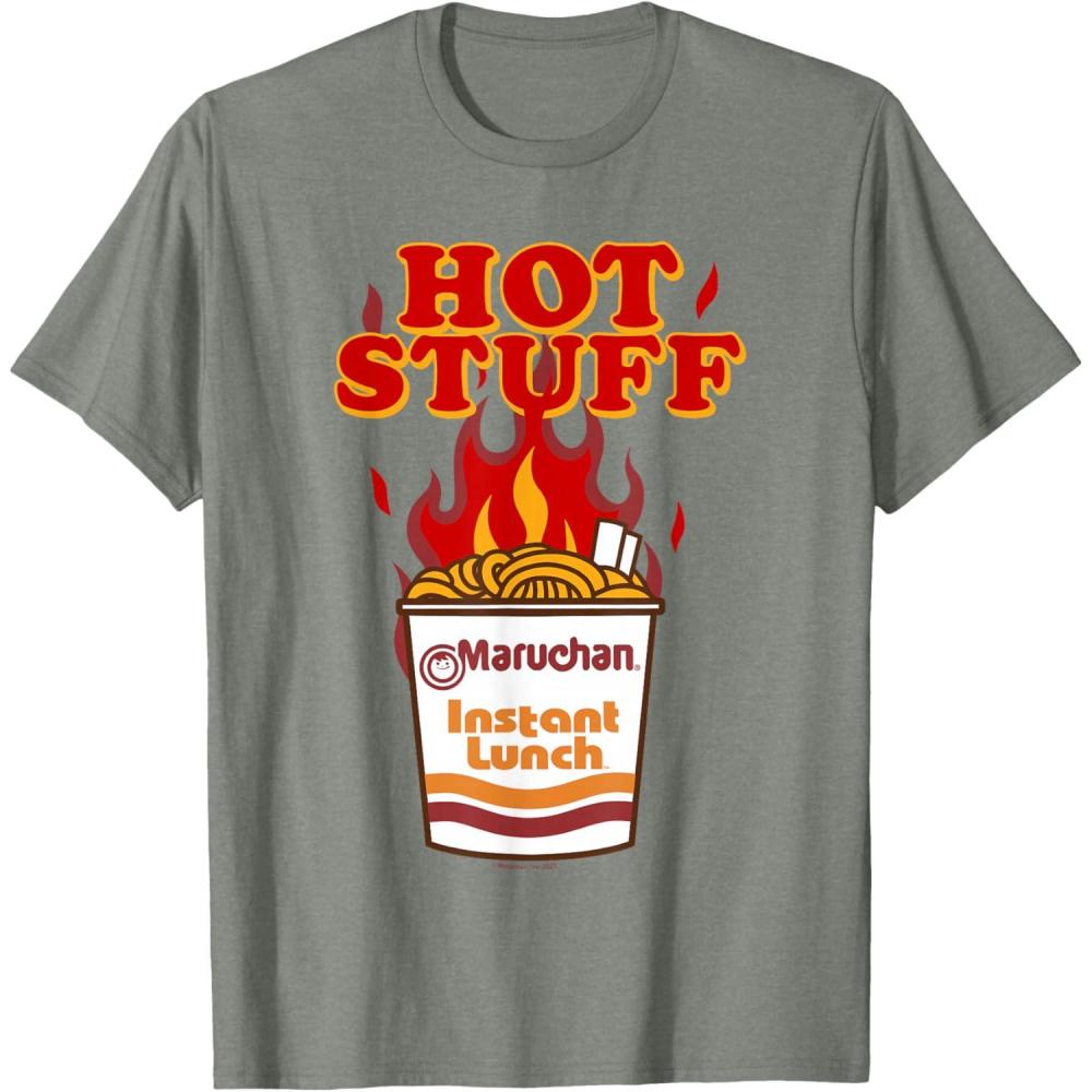image:imageMaruchan Instant Lunch Hot Stuff Flaming Noodles Retro Shot TShirtOlive Heather