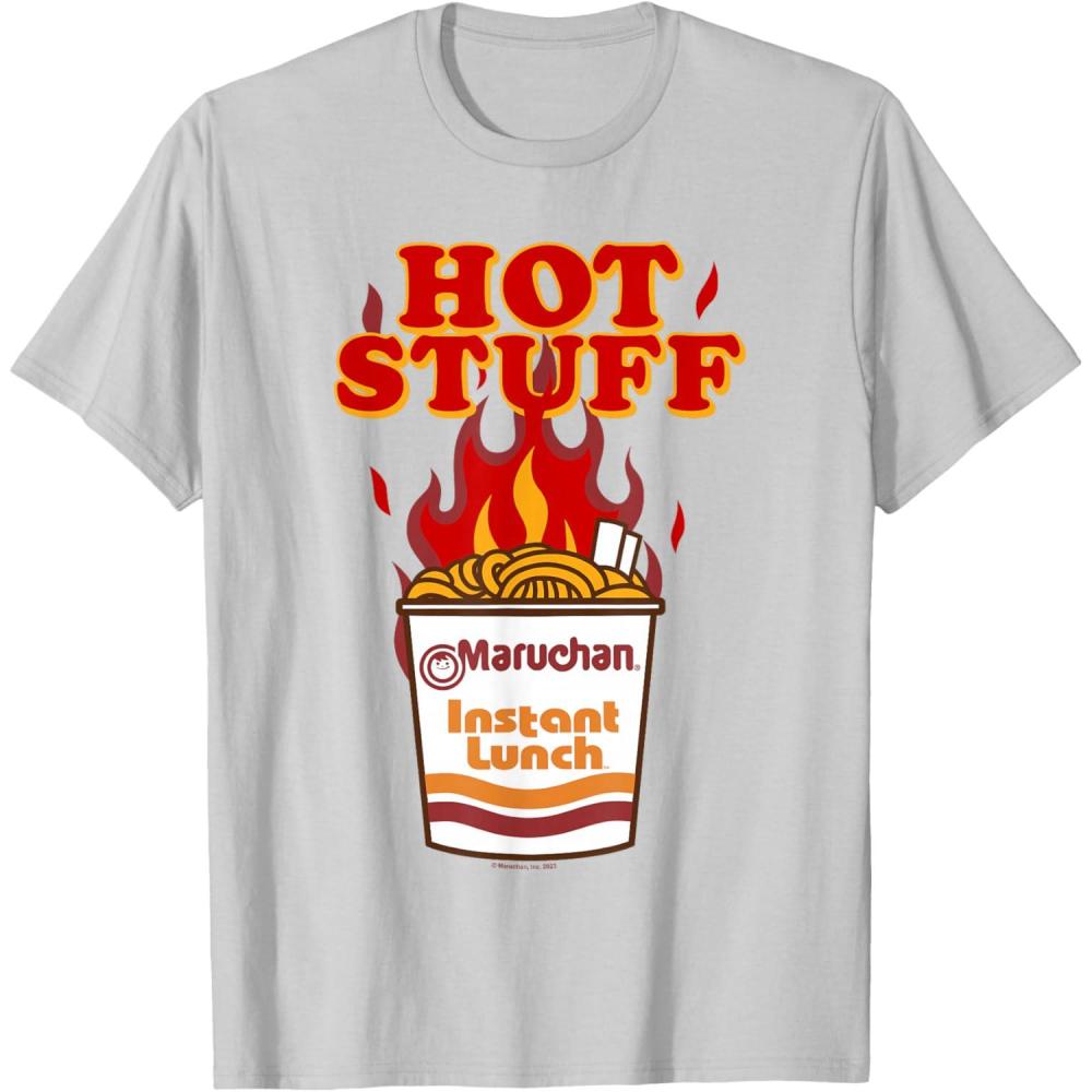 image:imageMaruchan Instant Lunch Hot Stuff Flaming Noodles Retro Shot TShirtSilver Grey