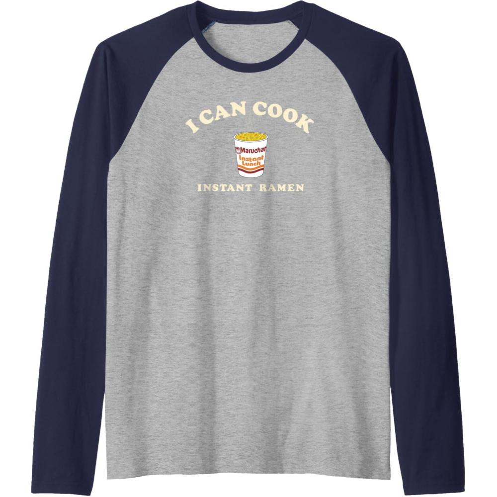 image:imageMaruchan Instant Lunch I Can Cook Instant Ramen Cup Logo Raglan Baseball TeeNavy BlueAthletic Heather