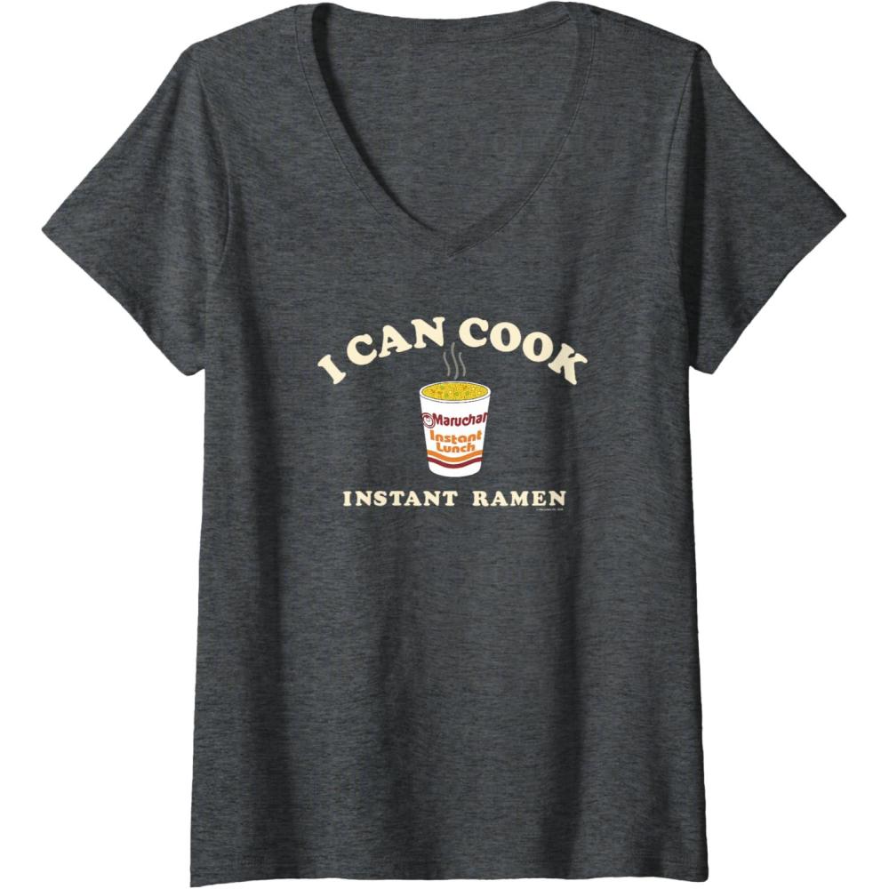 image:imageMaruchan Instant Lunch I Can Cook Instant Ramen Cup Logo VNeck TShirtDark Heather Grey