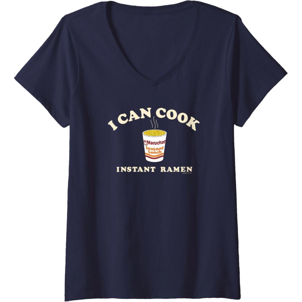 image:imageMaruchan Instant Lunch I Can Cook Instant Ramen Cup Logo VNeck TShirtNavy Blue