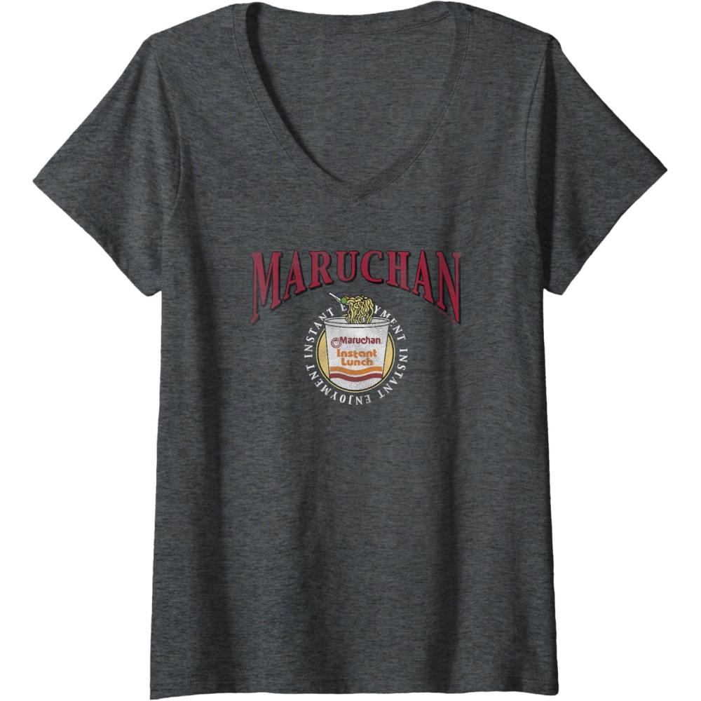 image:imageMaruchan Instant Lunch Instant Enjoyment Logo VNeck TShirtDark Heather Grey