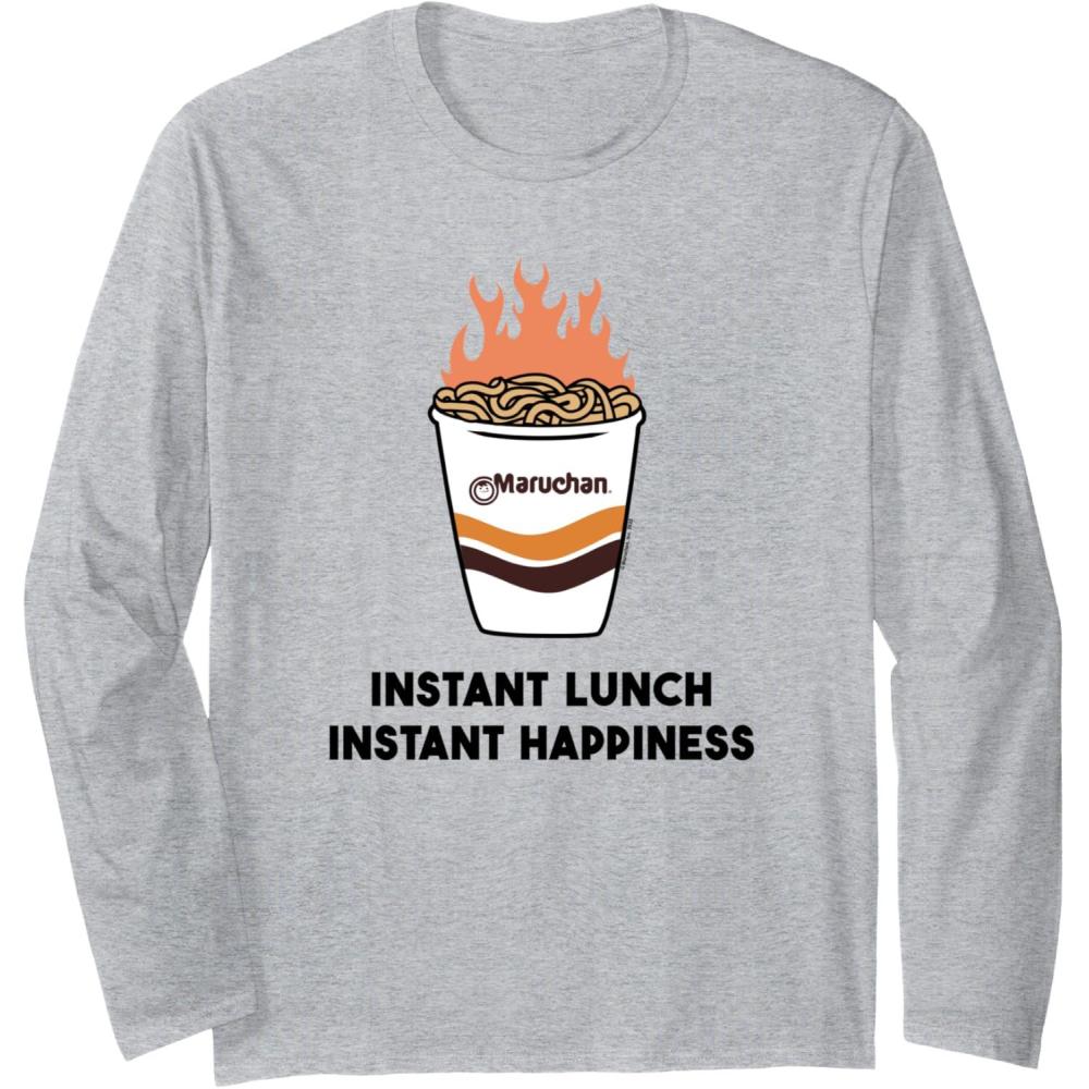 image:imageMaruchan Instant Lunch Instant Happiness Fiery Noodles Long Sleeve TShirtHeather Grey