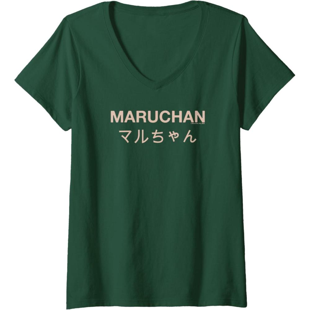 image:imageMaruchan Instant Lunch Japanese Font Elegant Text VNeck TShirtDark Green