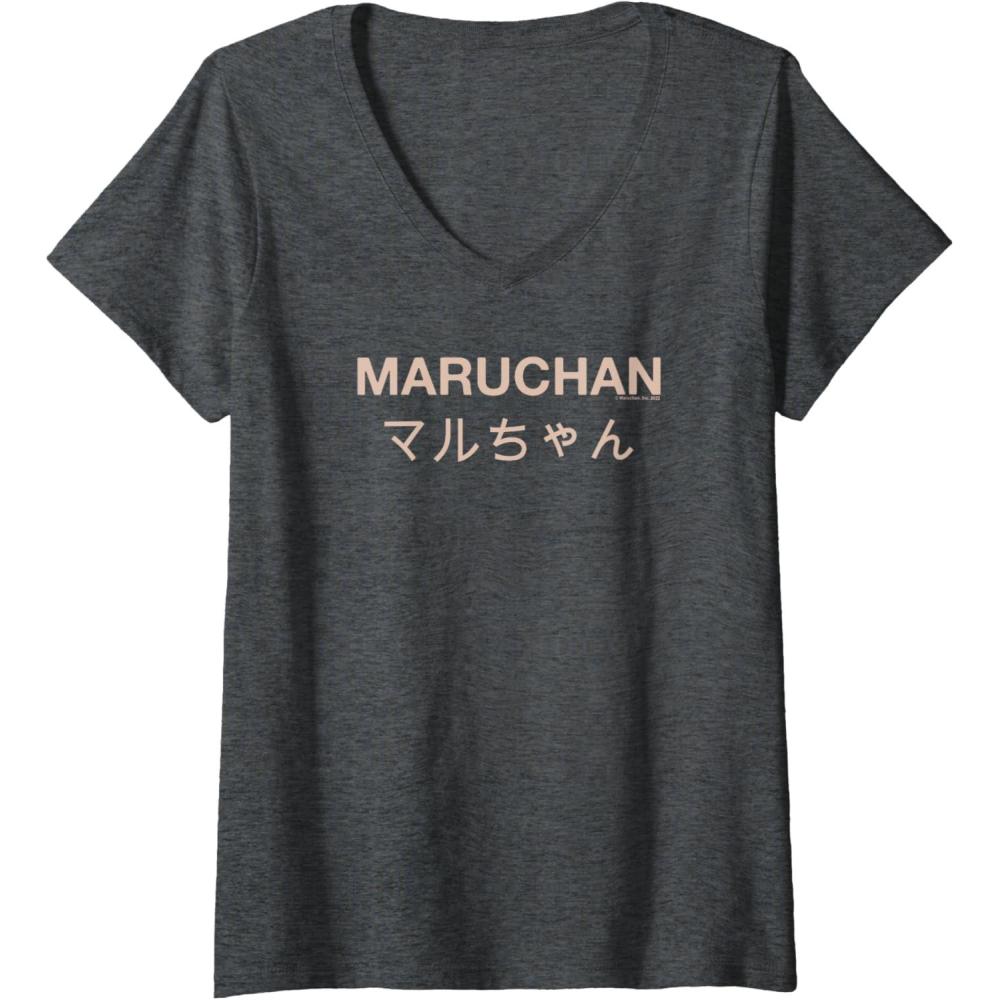 image:imageMaruchan Instant Lunch Japanese Font Elegant Text VNeck TShirtDark Heather Grey