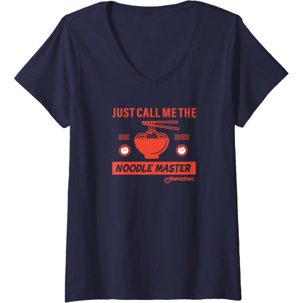 image:imageMaruchan Instant Lunch Just Call Me The Noodle Master VNeck TShirtNavy Blue