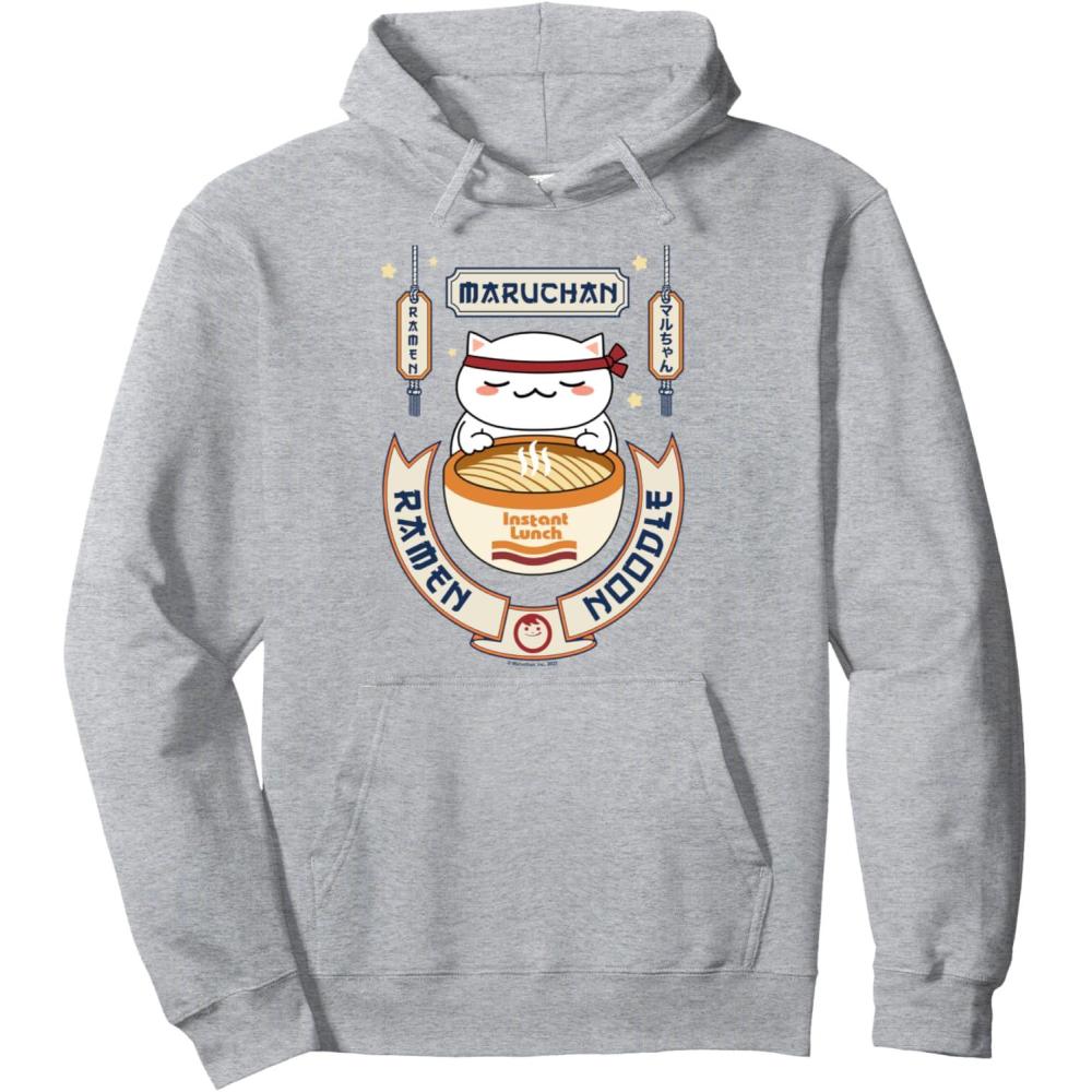 image:imageMaruchan Instant Lunch Kawaii Cat Ramen Noodle Bowl Pullover HoodieHeather Grey