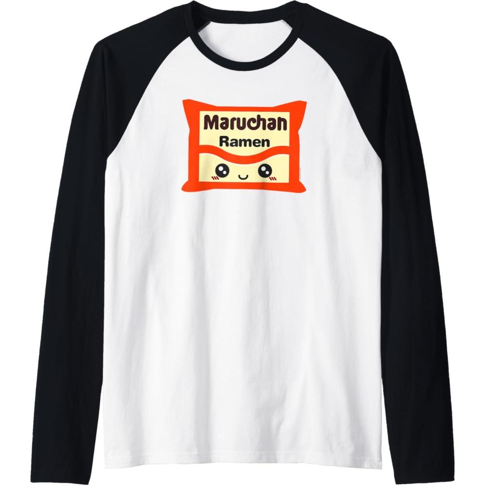 image:imageMaruchan Instant Lunch Kawaii Cute Package Logo Raglan Baseball TeeBlackWhite