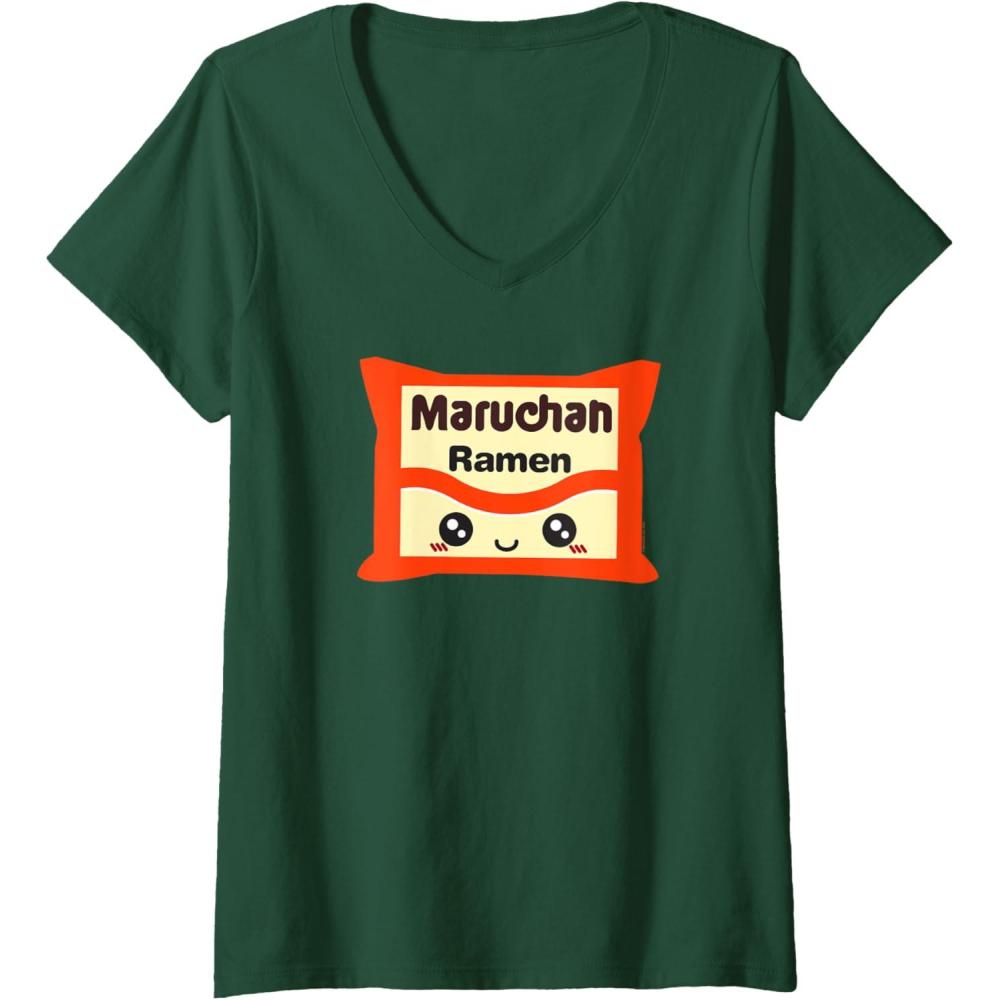 image:imageMaruchan Instant Lunch Kawaii Cute Package Logo VNeck TShirtDark Green