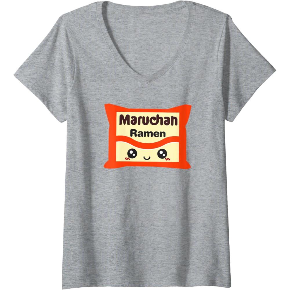 image:imageMaruchan Instant Lunch Kawaii Cute Package Logo VNeck TShirtHeather Grey