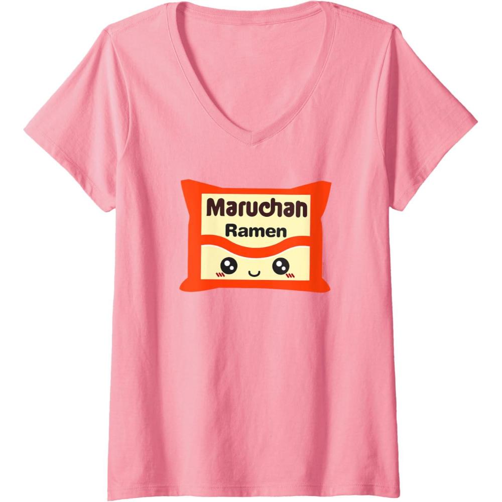 image:imageMaruchan Instant Lunch Kawaii Cute Package Logo VNeck TShirtPink