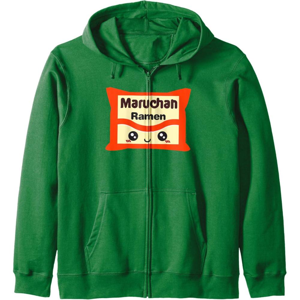 image:imageMaruchan Instant Lunch Kawaii Cute Package Logo Zip HoodieDark Green