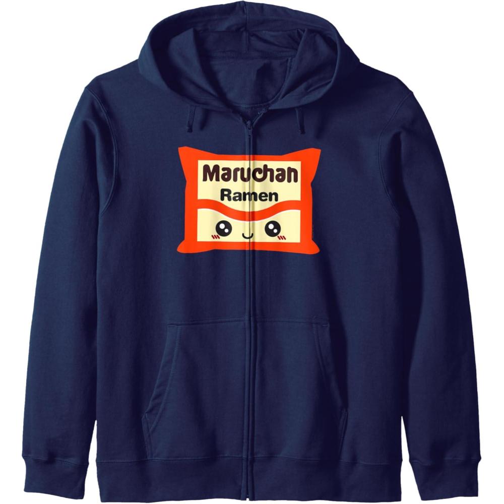 image:imageMaruchan Instant Lunch Kawaii Cute Package Logo Zip HoodieNavy Blue