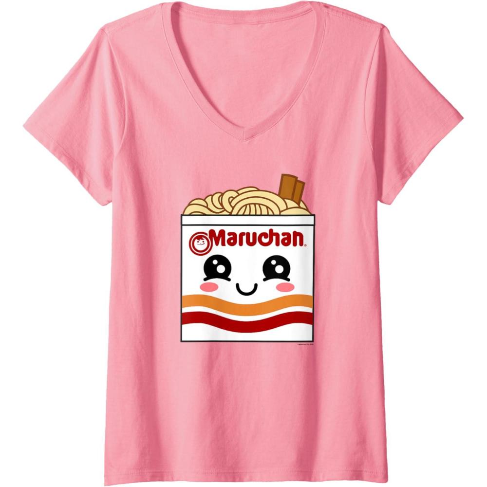 image:imageMaruchan Instant Lunch Kawaii Ramen Cup Logo VNeck TShirtPink