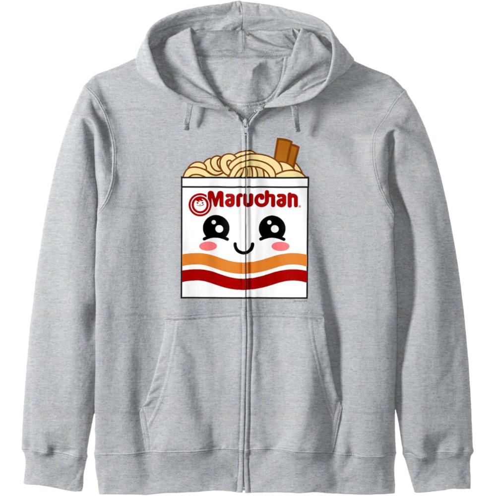 image:imageMaruchan Instant Lunch Kawaii Ramen Cup Logo Zip HoodieHeather Grey