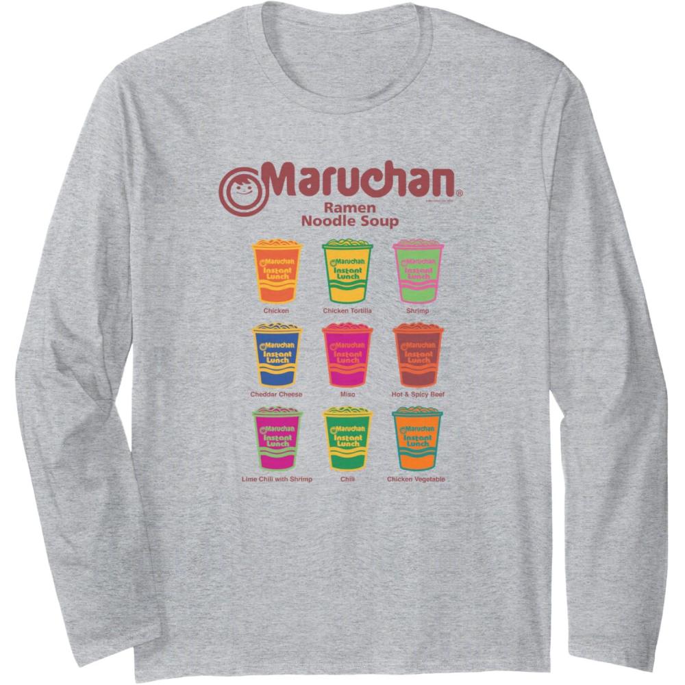 image:imageMaruchan Instant Lunch Noodle Cup Flavors Colour Pop Long Sleeve TShirtHeather Grey