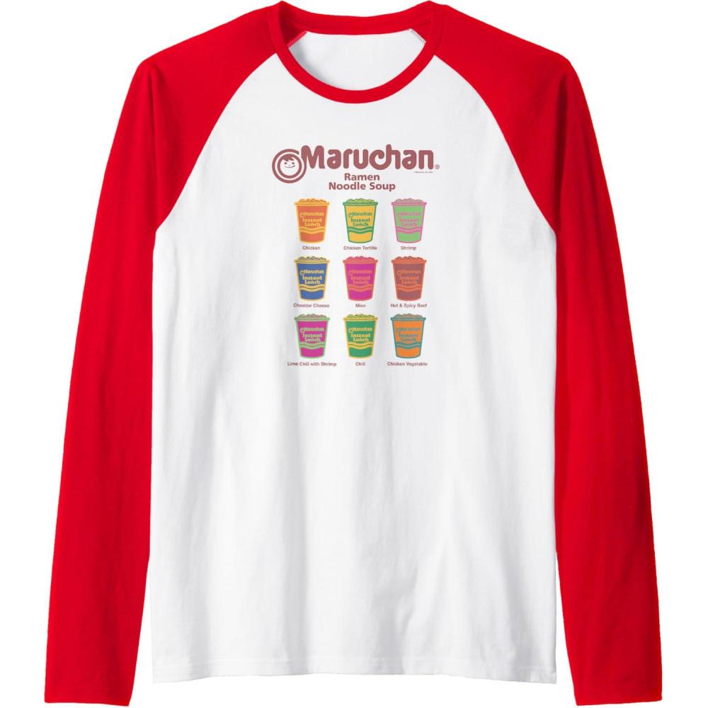 image:imageMaruchan Instant Lunch Noodle Cup Flavors Colour Pop Raglan Baseball TeeRedWhite