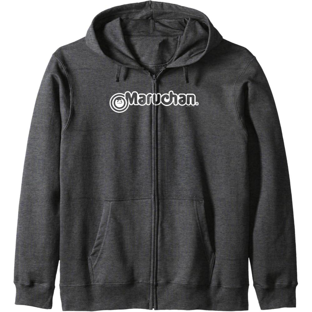image:imageMaruchan Instant Lunch Official Classic Logo Zip HoodieDark Heather Grey
