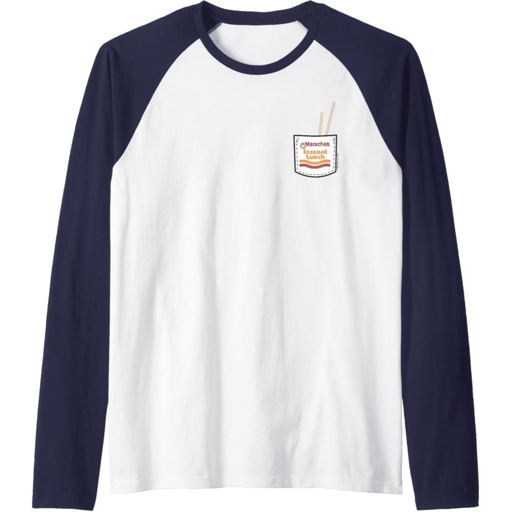 image:imageMaruchan Instant Lunch Pocket Chop Sticks Raglan Baseball TeeNavy BlueWhite