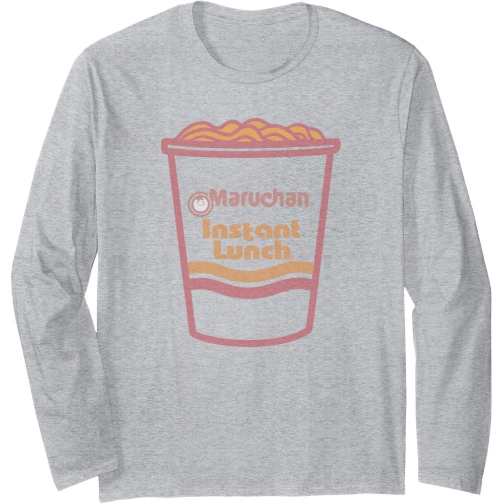 image:imageMaruchan Instant Lunch Ramen Cup Distressed Logo Long Sleeve TShirtHeather Grey
