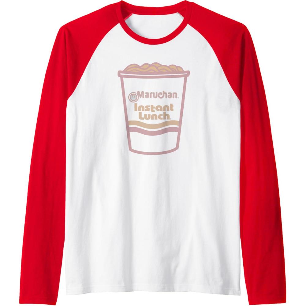 image:imageMaruchan Instant Lunch Ramen Cup Distressed Logo Raglan Baseball TeeRedWhite