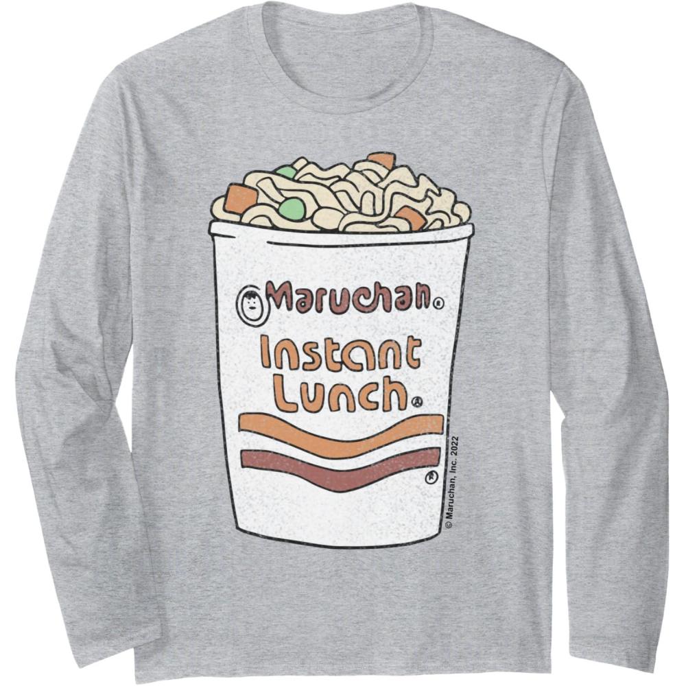 image:imageMaruchan Instant Lunch Ramen Cup Drawing Logo Long Sleeve TShirtHeather Grey