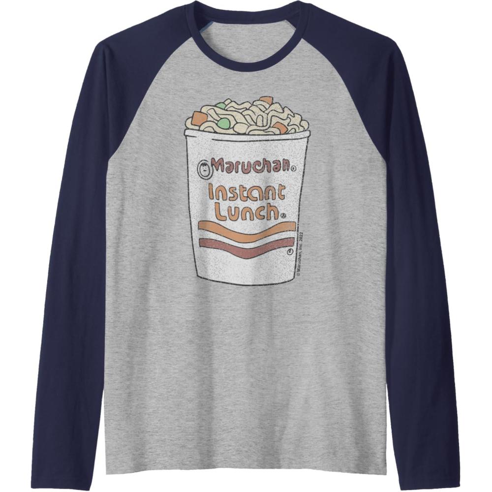 image:imageMaruchan Instant Lunch Ramen Cup Drawing Logo Raglan Baseball TeeNavy BlueAthletic Heather