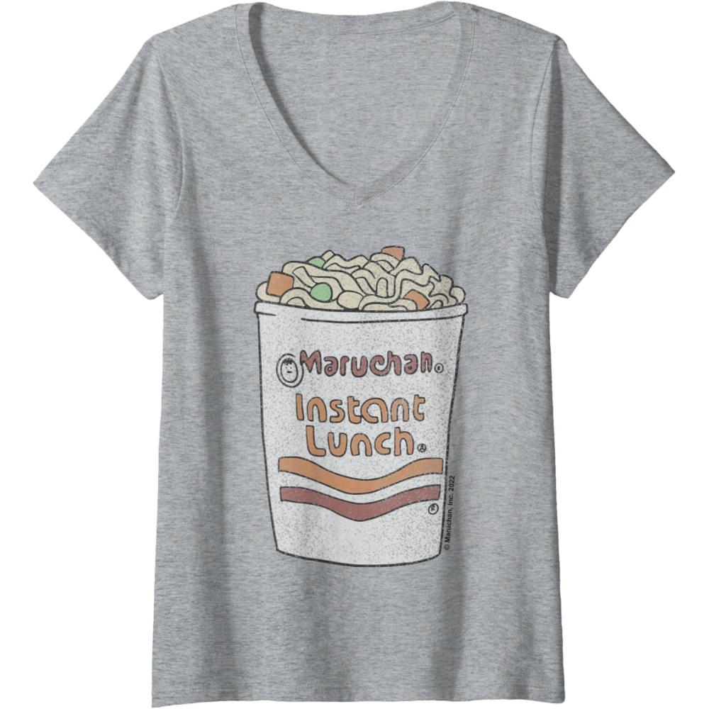 image:imageMaruchan Instant Lunch Ramen Cup Drawing Logo VNeck TShirtHeather Grey