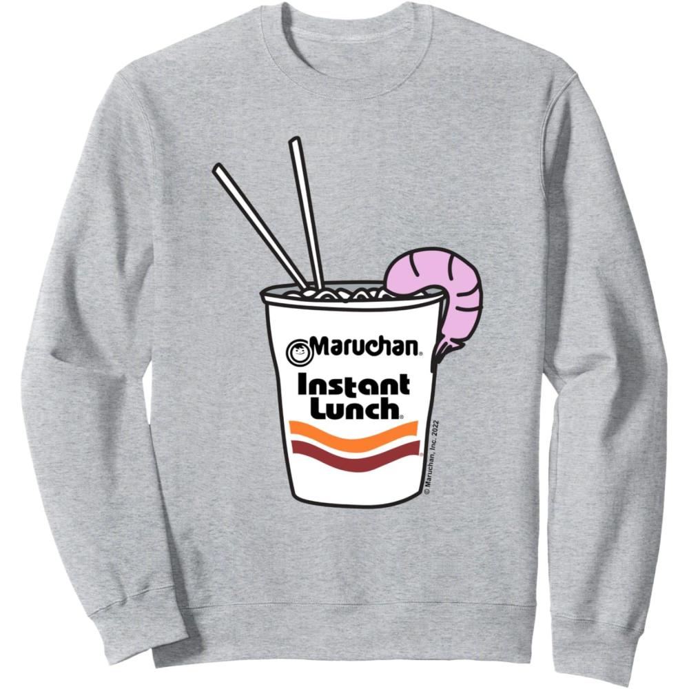 image:imageMaruchan Instant Lunch Ramen Cup Drawing Shrimp Logo SweatshirtHeather Grey