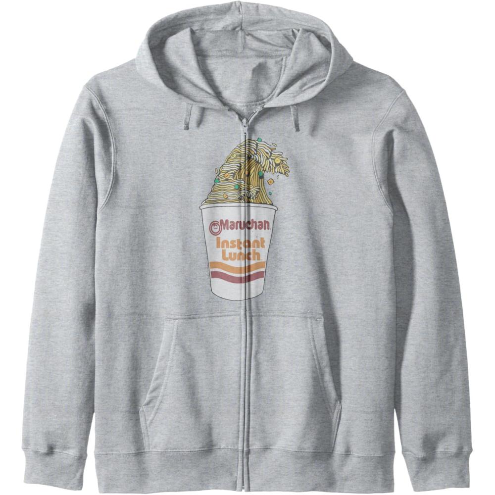 image:imageMaruchan Instant Lunch Ramen Cup Noodle Wave Logo Zip HoodieHeather Grey
