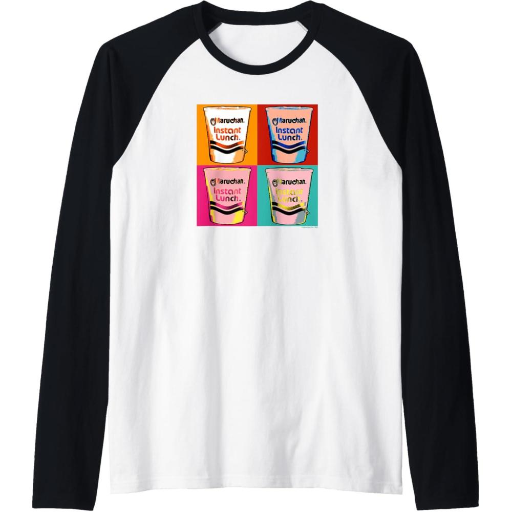image:imageMaruchan Instant Lunch Ramen Cups Pop Art Painting Raglan Baseball TeeBlackWhite