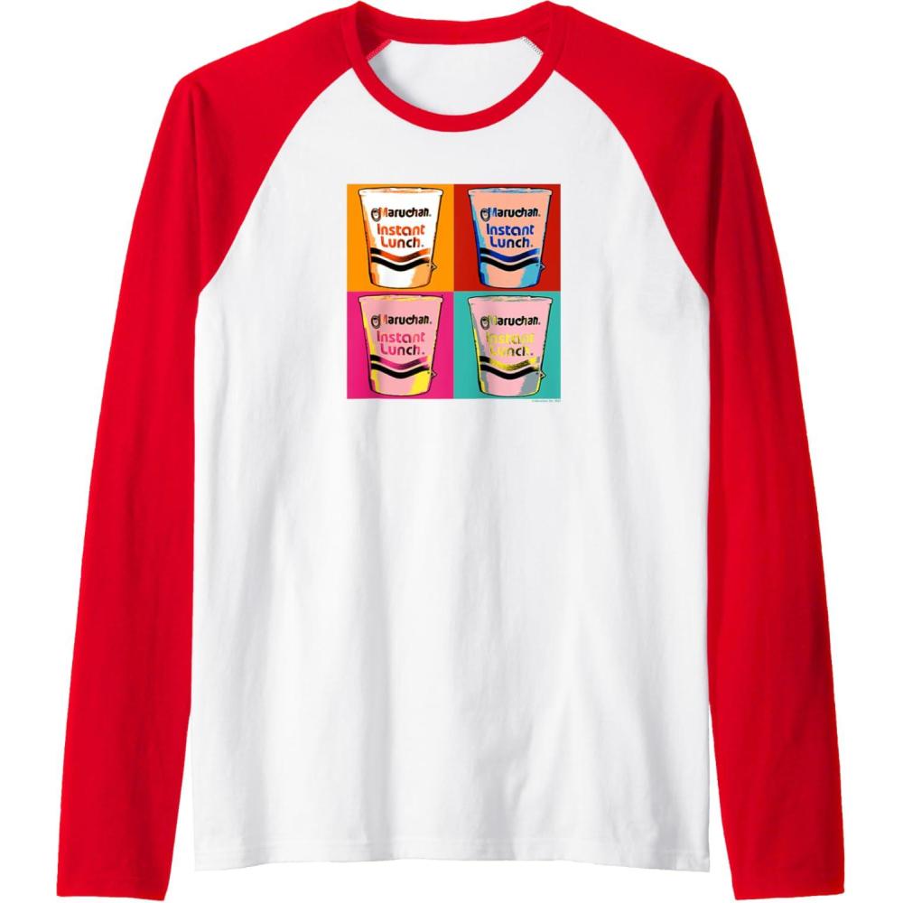 image:imageMaruchan Instant Lunch Ramen Cups Pop Art Painting Raglan Baseball TeeRedWhite