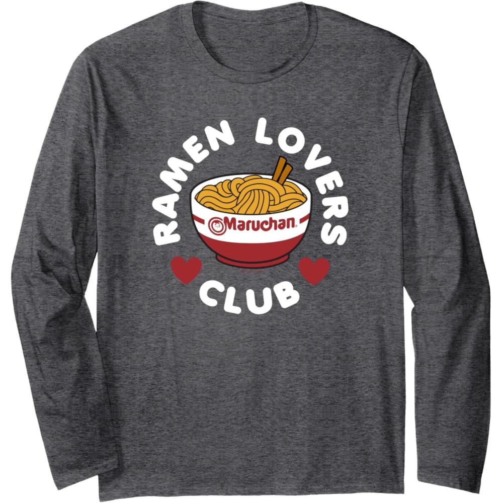 image:imageMaruchan Instant Lunch Ramen Lovers Club Cute Logo Long Sleeve TShirtDark Heather Grey