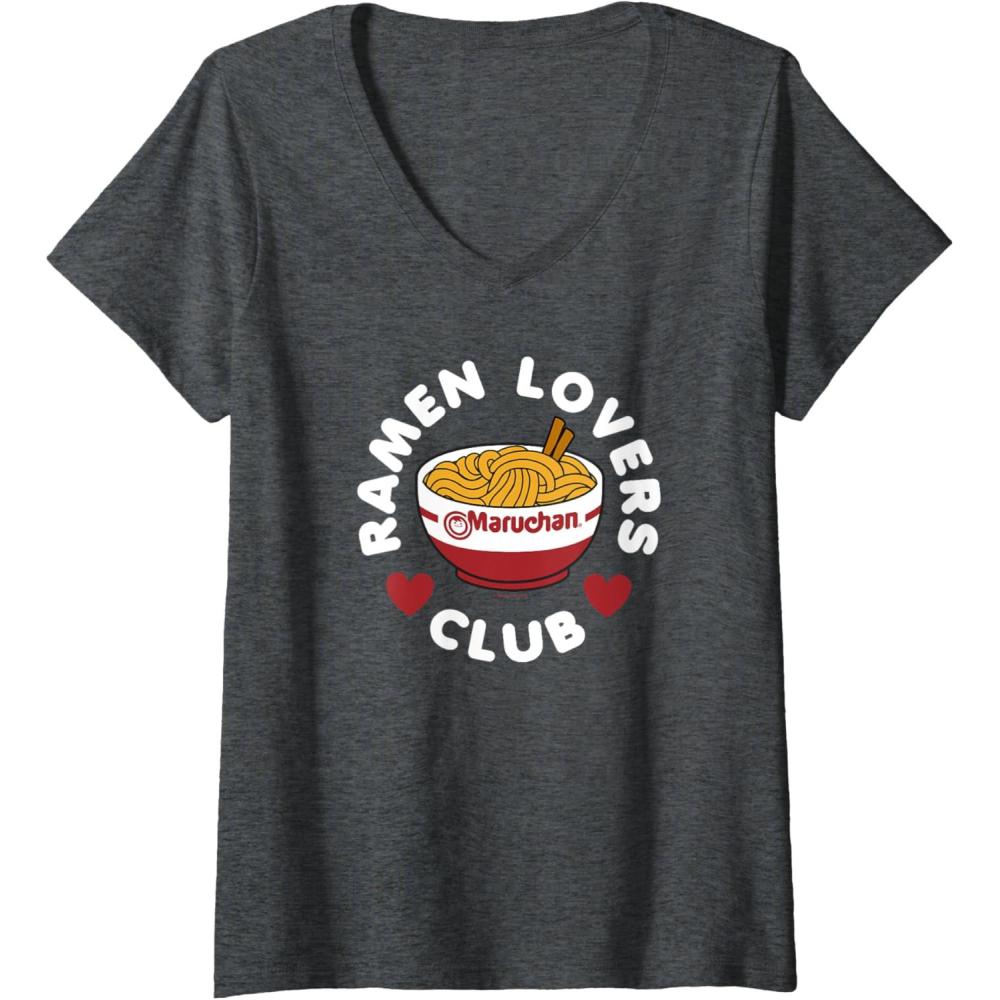 image:imageMaruchan Instant Lunch Ramen Lovers Club Cute Logo VNeck TShirtDark Heather Grey