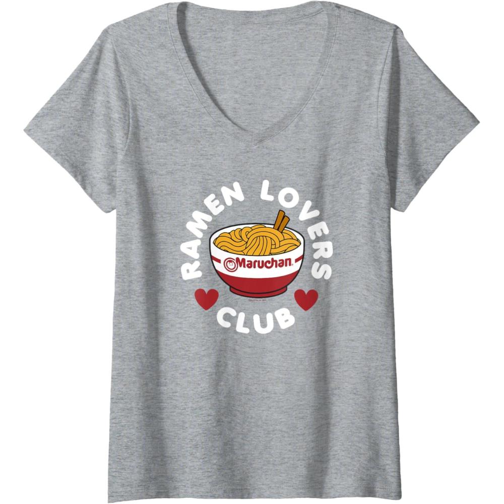 image:imageMaruchan Instant Lunch Ramen Lovers Club Cute Logo VNeck TShirtHeather Grey