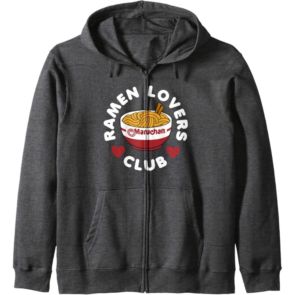 image:imageMaruchan Instant Lunch Ramen Lovers Club Cute Logo Zip HoodieDark Heather Grey