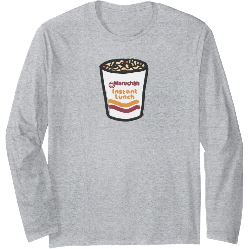 image:imageMaruchan Instant Lunch Ramen Noodle Doodle Long Sleeve TShirtHeather Grey
